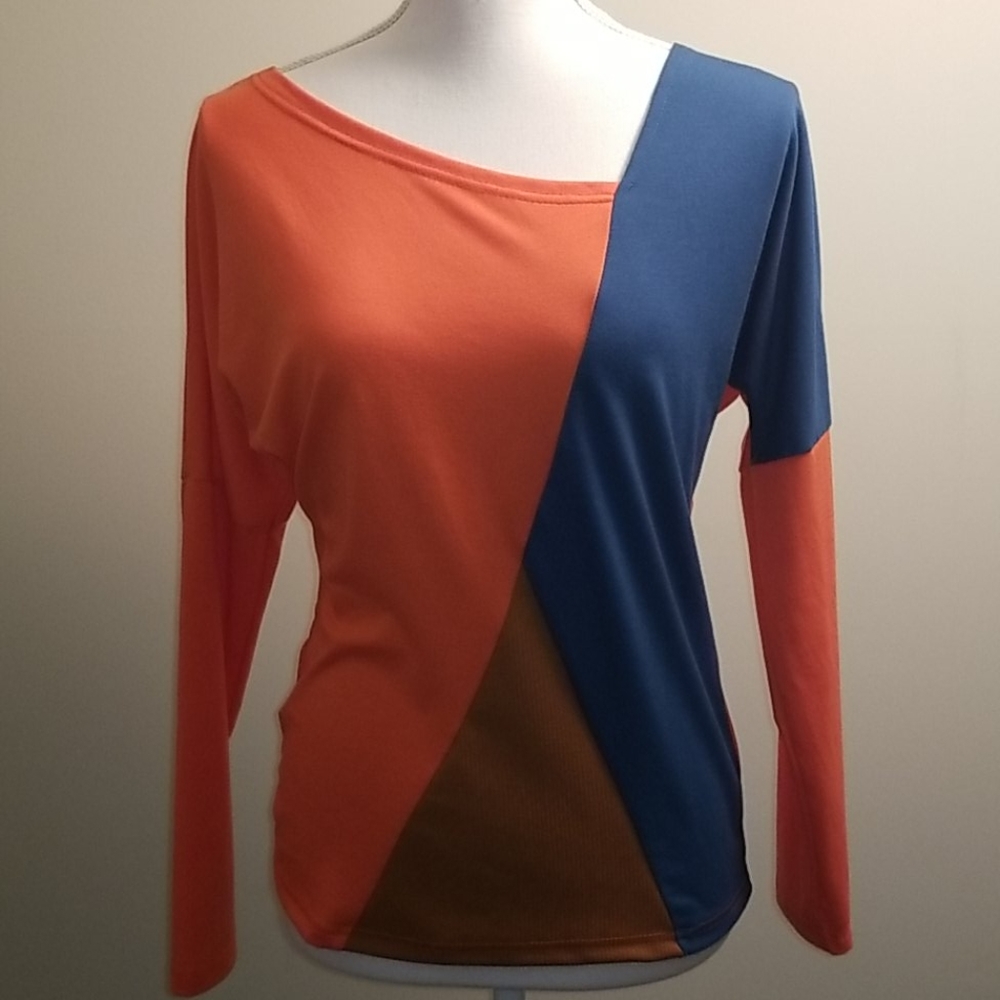 LAST DAY 1/10/22 ⚡⚡  top- color block ORANGE/BROWN/GREEN